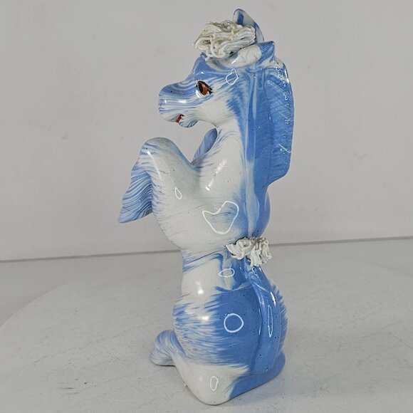 Vintage Spaghetti Horse Pony Zebra Blue Swirl Figurine MCM - Picture 7 of 8
